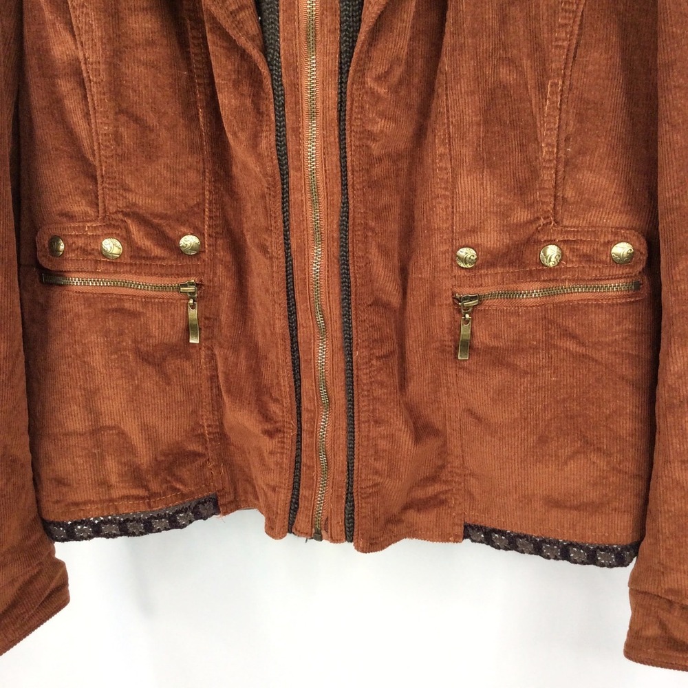 Montana Co. Women's Contrast Corduroy Knit Jacket Size 1X Rust Brown Zip - Picture 5 of 9